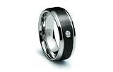  : Stainless Steel Ring Flat Center Black PVD with CZ
