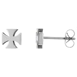 Small Stainless Steel Iron / Maltese Cross Stud Earrings, 9/32 in. (7.5mm)