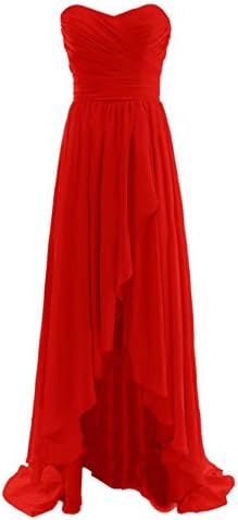 Ruby Dress Women's High Low Strapless Bridesmaid Prom Party Dresses Red US4