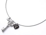 Image of Fossil Stainless Steel JF82204 Ladies Key Heart & Stone Pendants Necklace