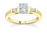 0.9 CT CUSHION DIAMOND 18K YELLOW GOLD RING NEW