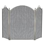 3 Panel Pewter Fireplace Screen W/ Satin Finish