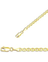 7" 14K Yellow Gold 3.2mm (1/8") Polished Diamond Cut Marina Link Chain w/ Lobster Clasp