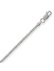 Sterling Silver 16 Inch Rhodium Plated Butterfly Twist Necklace - 1.5mm Wide