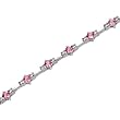 14K White Gold Pink Sapphire and Diamond Bracelet