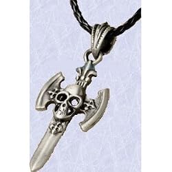 Arcane Gothic Skull Blade Medieval Necklace