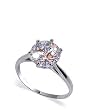.925 Silver Rhodium Polished Band Solitaire Clear Cubic Zirconia Ring