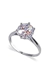 Adorable .925 Silver Rhodium Polished Band Solitaire Clear Cubic Zirconia Ring