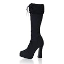 Women's Electra-2036, 5" Chunky Heel Lace-Up Platform Knee Boot With Fur Collar