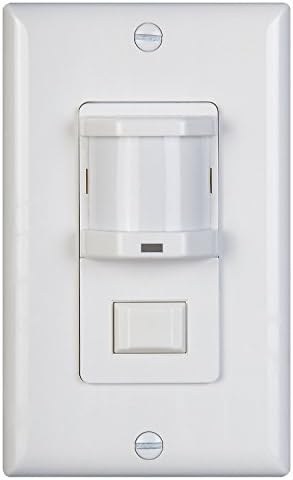 Vacancy Motion Sensor Wall Switch SCR 180° Movement Detector Switch (White) - Turns Lights Off In Empty Room