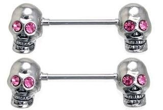 Body Accentz™ Nipple Ring Bars Skull Body Jewelry 