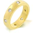 14K Gold Bonded Designer inspired Eternity Ring with Bezel Set Round Clear CZ - Size: 5-10