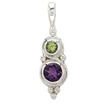 Sajen Sterling Silver Amethyst and Peridot Pendant
