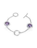 Nuovegioie Amethyst Cubic Zirconia Sterling Silver Toggle Bracelet