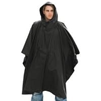  Fashion Us Waterproof Hooded Ripstop Wet Festival Rain Poncho Black from Mil-Tec