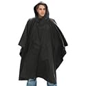 US Waterproof Ripstop Hooded Nylon Festival Poncho Black