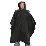 US Waterproof Ripstop Hooded Nylon Festival Poncho Black