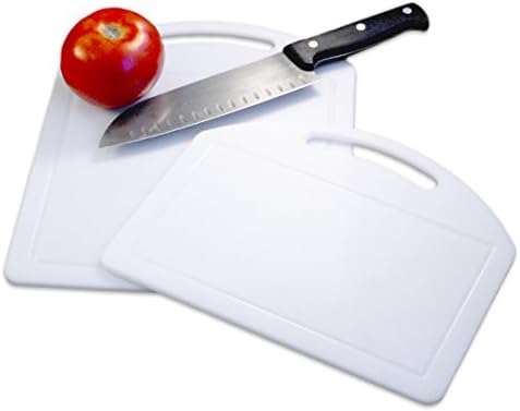 2 Piece Cutting Board Set for Kitchen - Dishwasher Safe, Poly Plastic - Best for Chopping and Slicing Fruit, Vegetables, and Meat