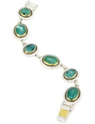 GURHAN "Gaunlet" Dark and White Silver with Gold Turquoise-Color Bracelet