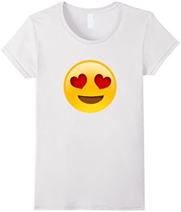 Women's Love Emoji Unisex T-Shirt Heart Eyes Smiley Shirt Small White