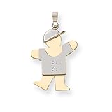 IMAGE OF 14k Two-tone AA Diamond kid pendant Diamond quality AA (I1 clarity, G-I color)