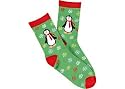Brighten the Season Penguin & Snowflakes Socks GREEN One Sz