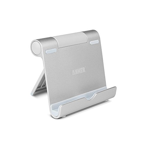 Anker Multi-Angle Aluminum Stand for Tablets, e-readers and Smartphones, Compatible with iPhone, iPad, Samsung Galaxy / Tab, Google Nexus, HTC, LG, Nokia Lumia, OnePlus and More- (Silver)