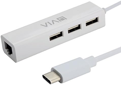 UVIA(TM) TYPE-C RJ45 LAN Ports Ethernet Adapter with 3 Port USB Hub Docking Station for New 12 Inch Macbook (TYPE-C+3 Port USB2.0 HUB+RJ45)