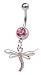 Dainty Dragonfly - Delicate & Cute Jeweled Belly Button Navel Ring PINK