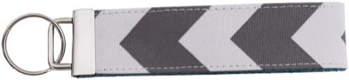 Chevron Print Wristlet Key Chain with Silver Key Ring (Grey)
