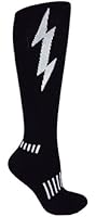 MOXY Socks Black with White Lightning Knee-High Insane Bolt Fitness Deadlift Socks