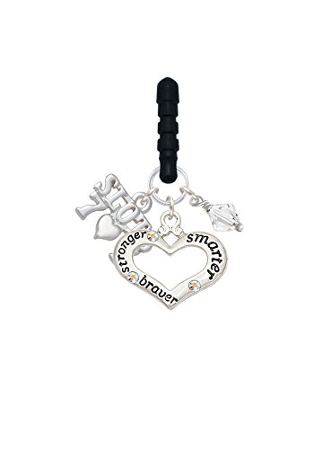 Slots with Heart and Lucky 7s Stronger Braver Smarter Cell Phone Charm