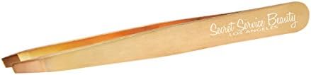 Gold"Limited Edition" Tweezers by Secret Service Beauty w/Mirror & protective case