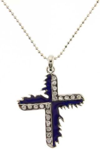 Cross Mood Pendant with Clear Stones - Includes Ball Chain Necklace