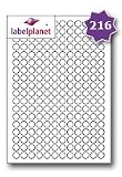 Produkt-Bild: 216 pro Seite/Blatt 10 Bl&auml;tter (2160 runde haftende Etiketten), Label Planet&reg; wei&szlig; rund blank matt selbstklebend DIN A4 kreisf&ouml;rmig Preis Schild Aufkleber bedruckbar mit Laser Tintenstrahl Drucker, LP216/13R, 13mm Durchmesser, STAUFREI DRUCKEN