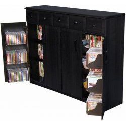 Venture Horizon Media Cabinet With Drawers – holds up to 42″ Plasma/LCD 2368BL (Black) (37.25″ H x 48.5″ W x 13″ D)
