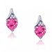 Heart Cut Created Pink Sapphire & Diamond Stud Earrings in White Gold