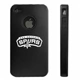 Apple iPhone 4 4S 4G Black Aluminum & Silicone Case San Antonio Spurs