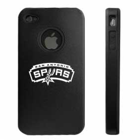 Apple iPhone 4 4S 4G Black Aluminum & Silicone Case San Antonio Spurs