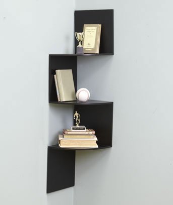 Black Wall Corner Shelf Unit