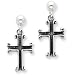 Sterling Silver Antiqued Scrolled Cross Post Earrings