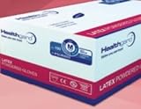 Healthgard Exam Latex Powdered Gloves Medium, Natural, Pack of 100