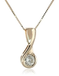 14k Gold Round-Cut Diamond Solitaire Pendant (1/3 cttw, H-I Color, I1-I2 Clarity), 18"