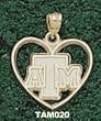 Texas A&M Univ "Atm" In Heart 5/8" Charm/Pendant
