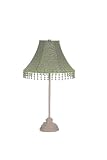 Medium Green Check Pearl Flower Lamp With Shade