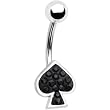 Austrian Crystal Playing Card Black Spade Belly Ring