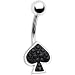 Austrian Crystal Playing Card Black Spade Belly Ring