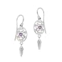 Sterling Silver February Birthstone Oval Celtic with Amethyst Center Drop Earrings
