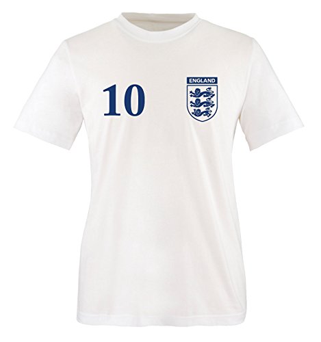 TRIKOT – ENGLAND – 10 – Herren T-Shirt – Weiss / Blau Gr. XXL