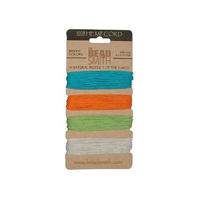 Natural Hemp Twine Bead Cord 1mm Four Tropical Color Variety 30 Feet Each